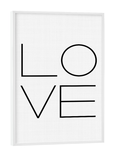 Poster mit weißem Rahmen "LOVE 7" artboxONE - Typografie,Für Kinder,Schwarzweiß,Liebe,Für Mama,Für Papa - Liebe,Love,Typograhie