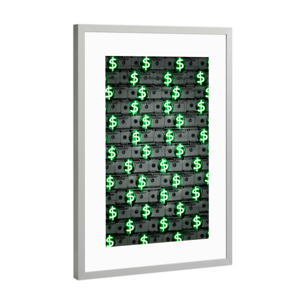 Poster mit Rahmen Silber "Money, money, money" artboxONE - Streetart