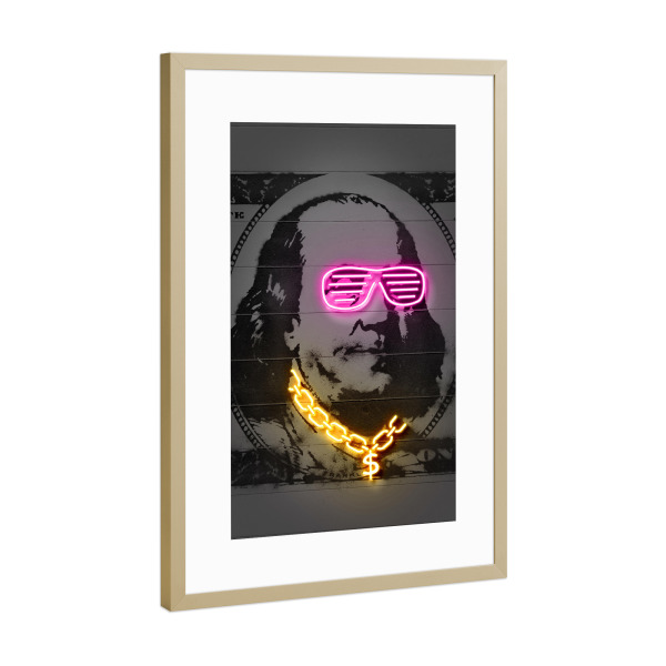 Poster mit Rahmen Gold "Franklin" artboxONE - Menschen,Streetart