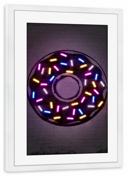 Poster mit Rahmen weiß "Donut" artboxONE - Essen & Trinken,Streetart