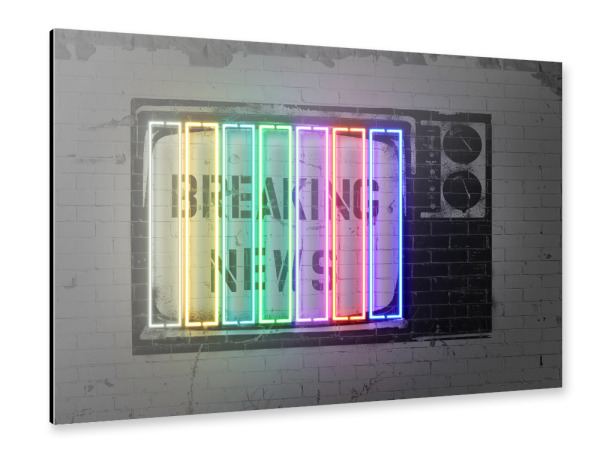 Alu-Dibond "Breaking news" 30x20 cm artboxONE