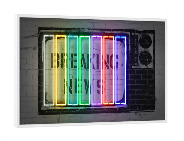 Poster mit weißem Rahmen "Breaking news" artboxONE - Streetart