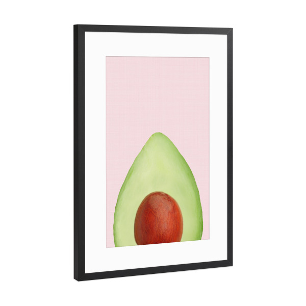 Poster mit Rahmen Schwarz (Metallic) "Avocado in Pink" artboxONE - Natur,Für Mama,Essen & Trinken / Obst & Gemüse