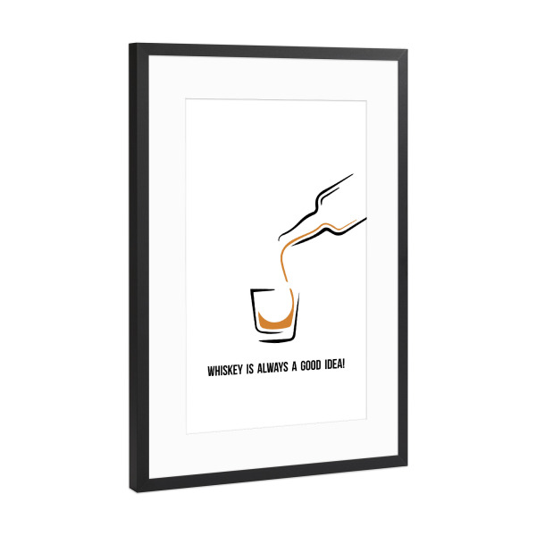 Poster mit Rahmen Schwarz (Metallic) "Good Idea" artboxONE - Typografie,Schwarzweiß,Für Papa,Männer,Essen & Trinken / Alkohol