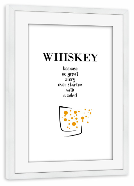 Poster mit Rahmen weiß "Whiskey" artboxONE - Typografie,Schwarzweiß,Für Papa,Männer,Essen & Trinken / Alkohol