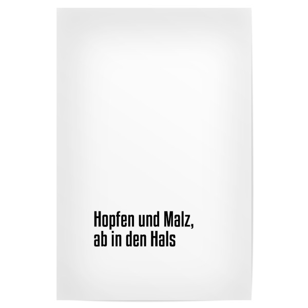 Poster 30x20 cm "Hopfen und Malz" artboxONE - Typografie,Schwarzweiß,Für Papa,Männer,Essen & Trinken / Alkohol,Festivals