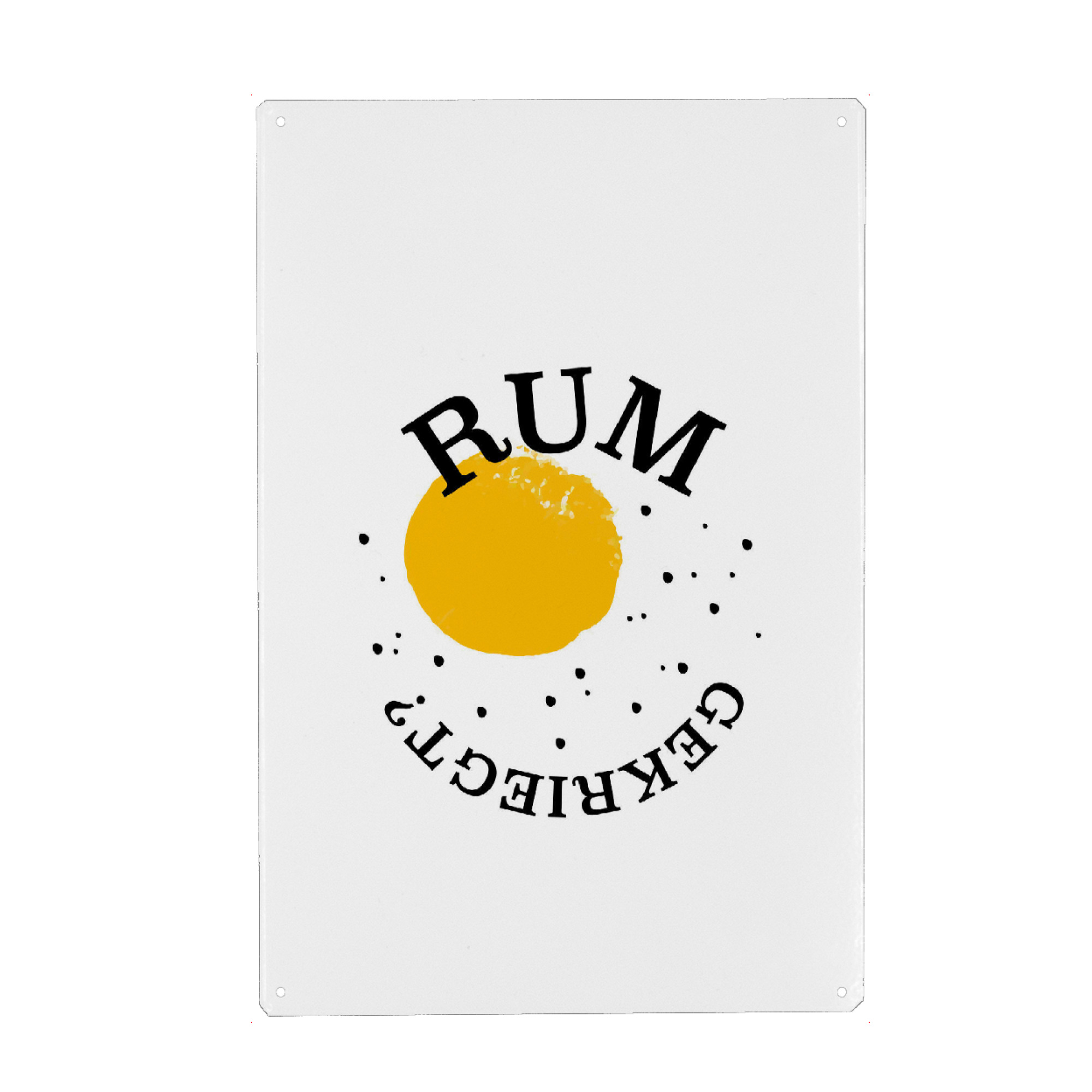 Metall Poster "Rum gekriegt" artboxONE - Typografie,Schwarzweiß,Für Papa,Männer,Essen & Trinken / Alkohol,Festivals
