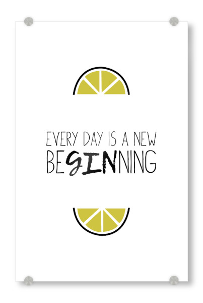 Acrylglasbild "New BeGINnings" artboxONE - Typografie,Schwarzweiß,Für Papa,Männer,Essen & Trinken / Alkohol