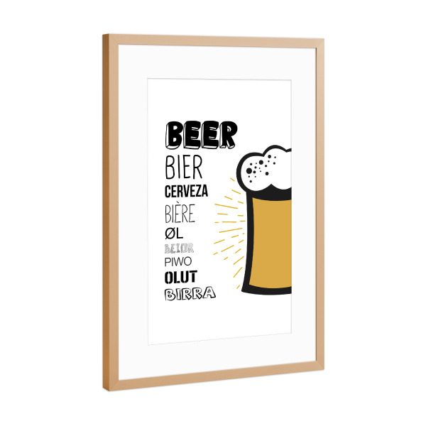 Poster mit Rahmen Kupfer "Beer" artboxONE - Typografie,Schwarzweiß,Für Papa,Männer,Essen & Trinken / Alkohol,Festivals