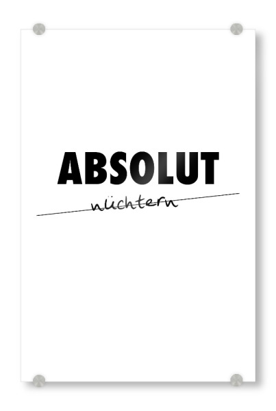 Acrylglasbild "Absolut" artboxONE - Typografie,Schwarzweiß,Für Papa,Männer,Essen & Trinken / Alkohol,Festivals
