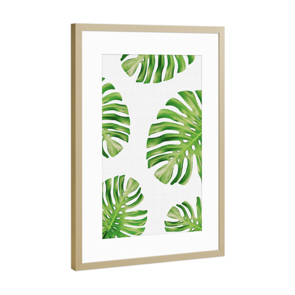 Poster mit Rahmen Gold "Monstera Leaves" artboxONE - Natur,Floral,Für Mama,Für Papa