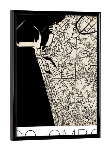 Poster mit schwarzem Rahmen "Retro Map of Colombo, Sri Lanka 2" artboxONE - Städte,Reise,Städte / Weitere - Retro map of colombo,Sri lanka,Karte