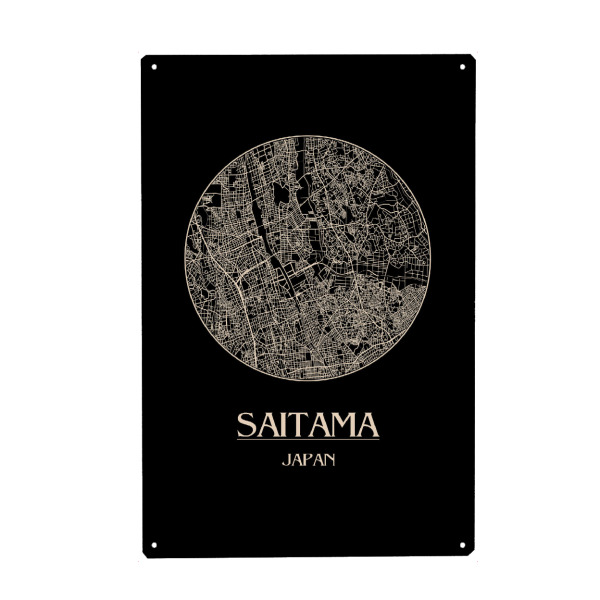 Holzbild "Retro Map of Saitama, Japan 3" artboxONE - Städte,Reise,Schwarzweiß,Städte / Weitere - Retro,Map,Saitama,Japan,Karte,Asien