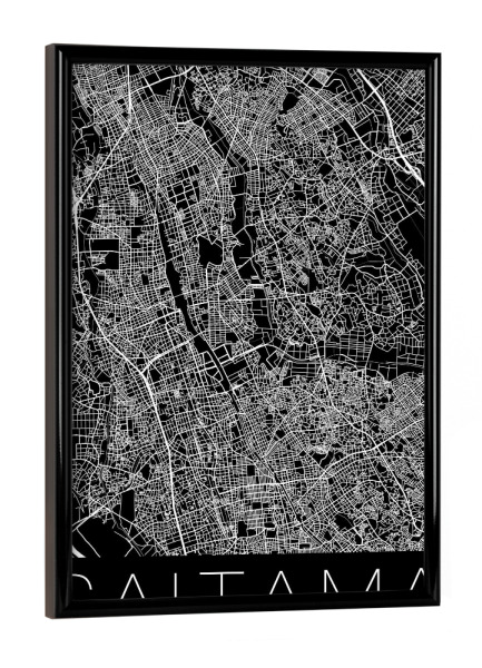 Poster mit schwarzem Rahmen "Retro Map of Saitama, Japan" artboxONE - Reise,Schwarzweiß,Städte / Weitere - Retro,Map,Saitama,Japan,Karte,Asien
