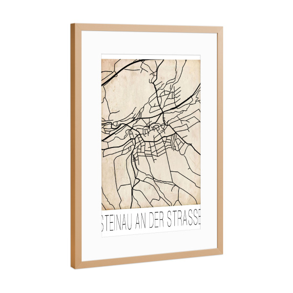Poster mit Rahmen Kupfer "Retro Map of Steinau an der Strasse Germany 2" artboxONE - Städte,Reise,Städte / Weitere