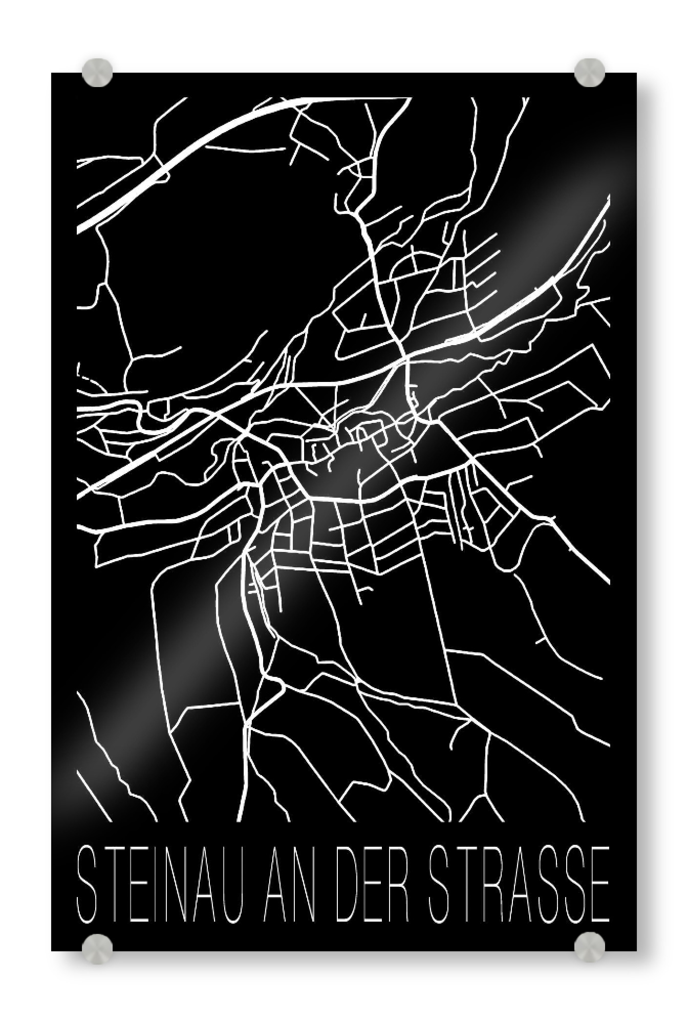 Acrylglasbild "Retro Map of Steinau an der Strasse Germany" artboxONE - Reise,Schwarzweiß,Städte / Weitere