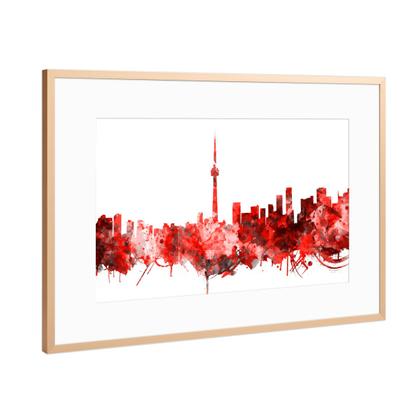 Poster mit Rahmen Kupfer "Toronto city skyline red" artboxONE - Städte,Reise,Architektur