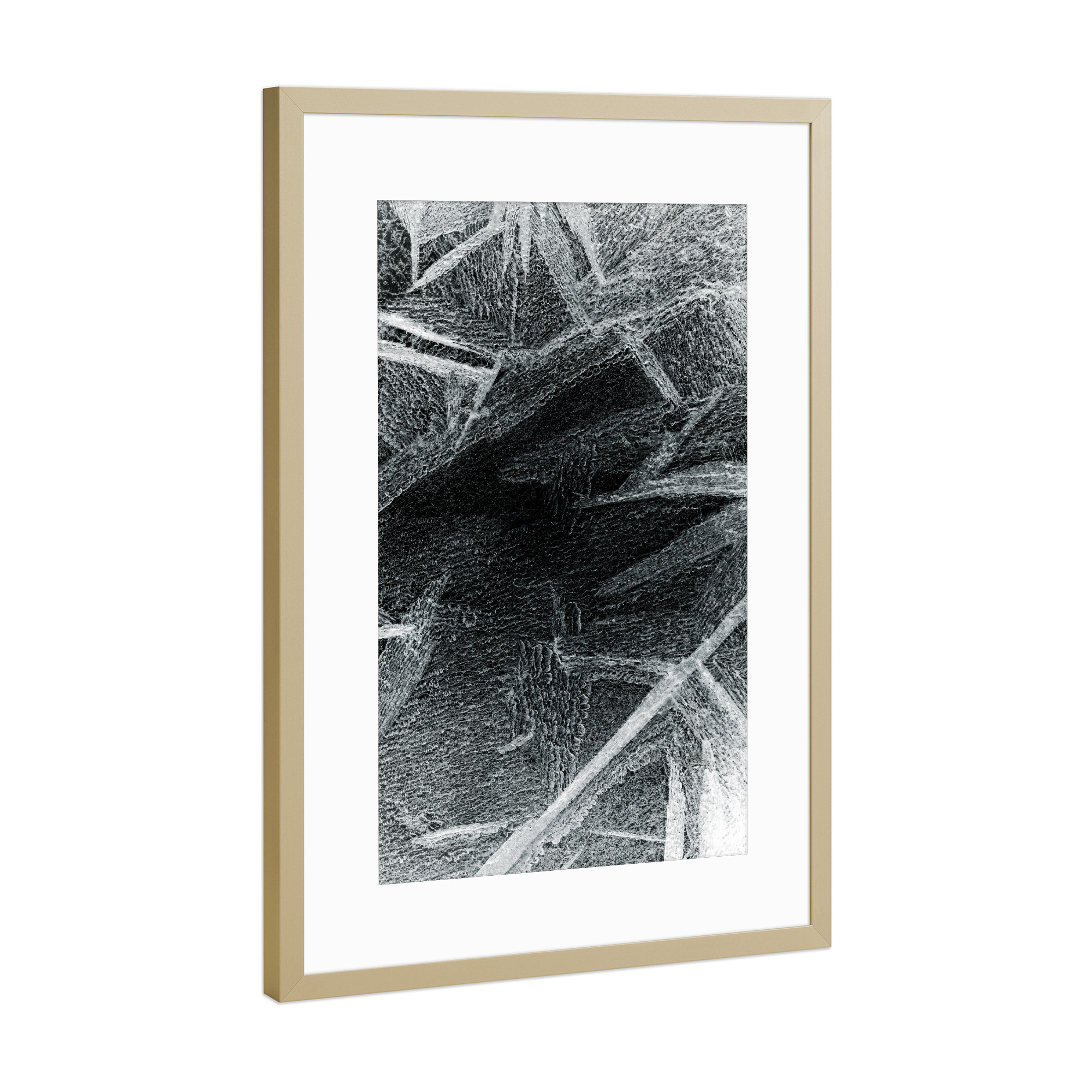 Poster mit Rahmen Gold "Eiskunst XL" artboxONE - Natur,Abstrakt,Schwarzweiß