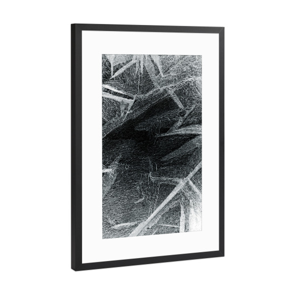 Poster mit Rahmen Schwarz (Metallic) "Eiskunst XL" artboxONE - Natur,Abstrakt,Schwarzweiß