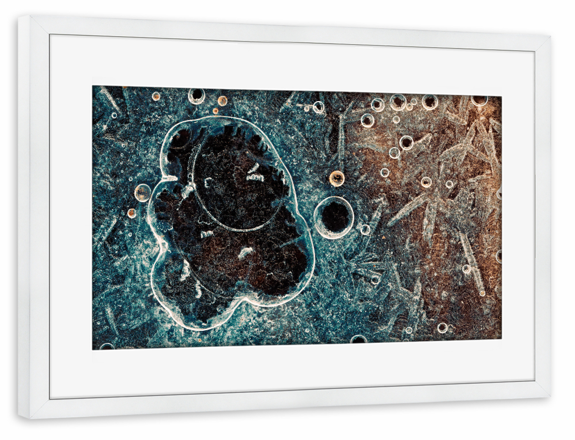 Poster mit Rahmen weiß "Eiskunst LII" artboxONE - Natur,Abstrakt