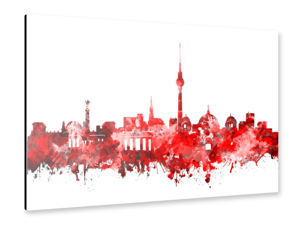 Alu-Dibond "Berlin city skyline red" 30x20 cm artboxONE