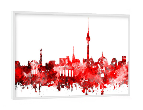 Poster mit weißem Rahmen "Berlin city skyline red" artboxONE - Städte,Städte / Berlin,Abstrakt,Architektur