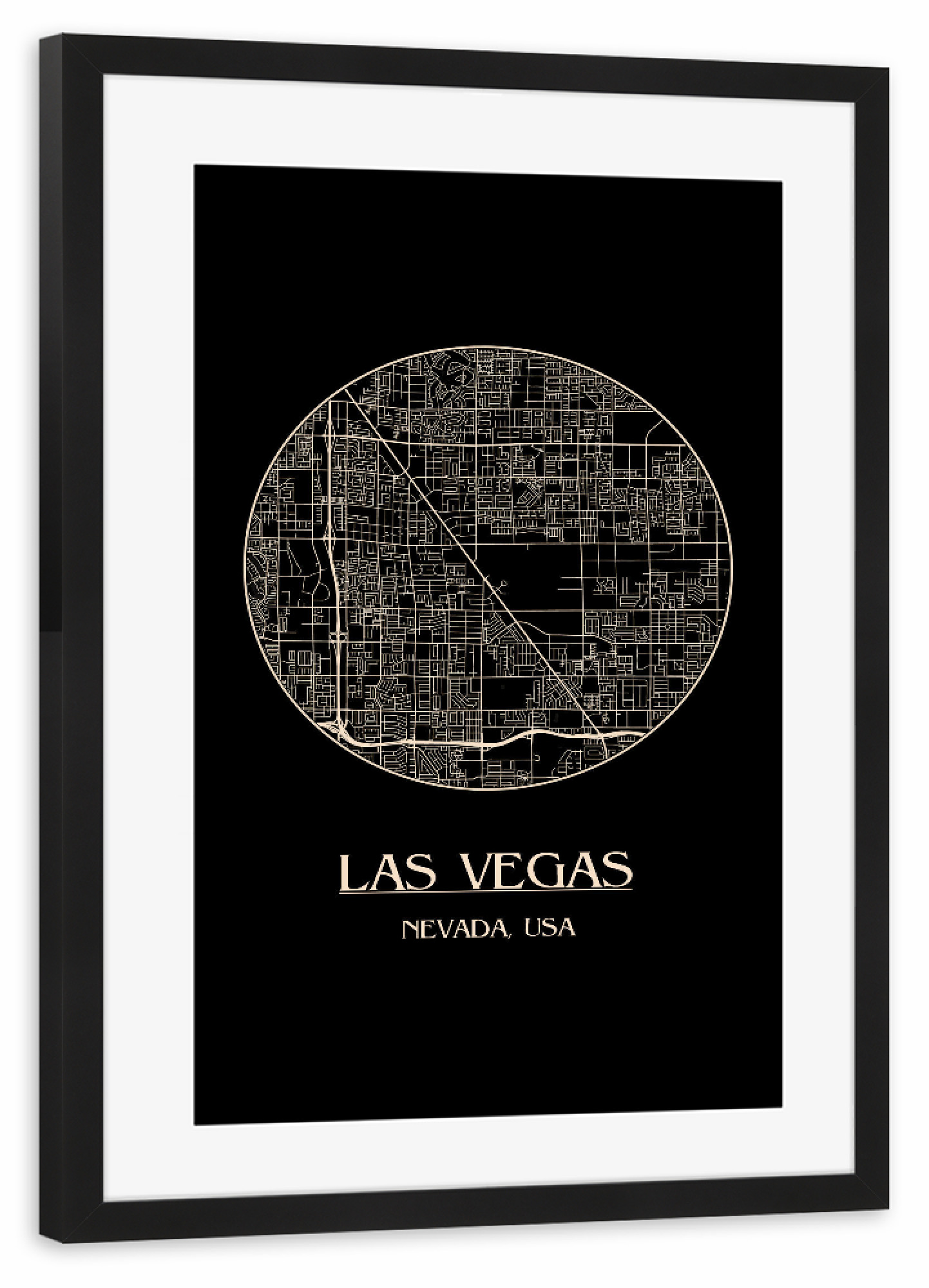 Poster mit Rahmen schwarz "Retro Mao of Las Vegas Nevada 2" artboxONE - Reise,Schwarzweiß,Städte / Las Vegas - Retro,Mao,Las vegas,Nevada