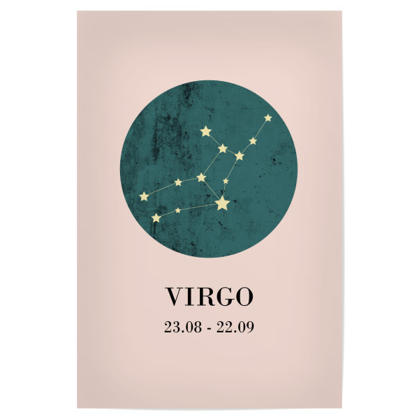 Poster "Virgo 2" artboxONE - Typografie,Natur,Für Kinder - Zodiac,Jungfrau,Jungfrau,Sternzeichen,Horoskop,Sternenbild,Astrologie,Geburtstag,Geschenk