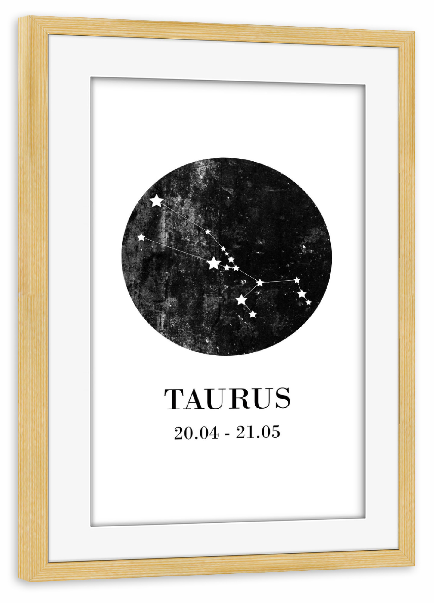 Poster mit Rahmen kiefer "Taurus 3" artboxONE - Typografie,Natur,Für Kinder,Schwarzweiß