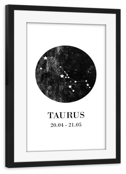 Poster mit Rahmen schwarz "Taurus 3" artboxONE - Typografie,Natur,Für Kinder,Schwarzweiß