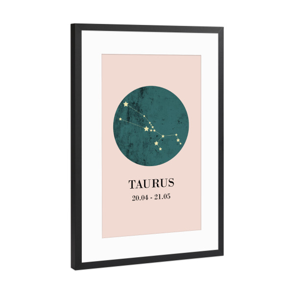 Poster mit Rahmen Schwarz (Metallic) "Taurus 2" artboxONE - Typografie,Natur,Für Kinder,Tiere