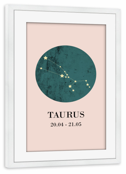 Poster mit Rahmen weiß "Taurus 2" artboxONE - Typografie,Natur,Für Kinder,Tiere