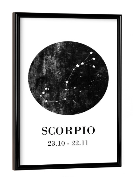 Poster mit schwarzem Rahmen "Scorpio 3" artboxONE - Typografie,Natur,Für Kinder,Schwarzweiß
