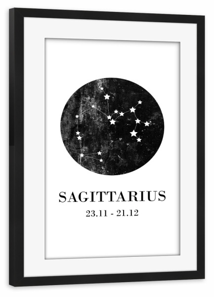 Poster mit Rahmen schwarz "Sagittarius 3" artboxONE - Typografie,Natur,Für Kinder,Schwarzweiß