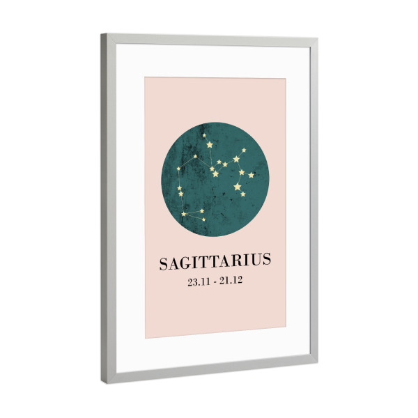 Poster mit Rahmen Silber "Sagittarius 2" artboxONE - Typografie,Natur,Für Kinder