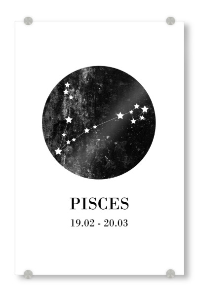 Acrylglasbild "Pisces 3" artboxONE - Typografie,Natur,Für Kinder,Schwarzweiß