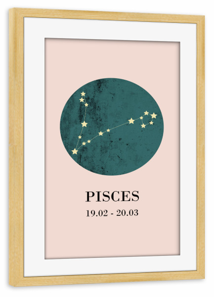 Poster mit Rahmen kiefer "Pisces 2" artboxONE - Typografie,Natur,Für Kinder