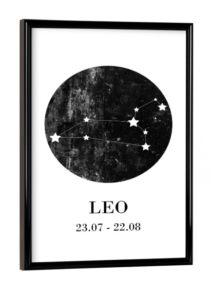 Poster mit schwarzem Rahmen "Leo 3" artboxONE - Typografie,Natur,Für Kinder,Schwarzweiß