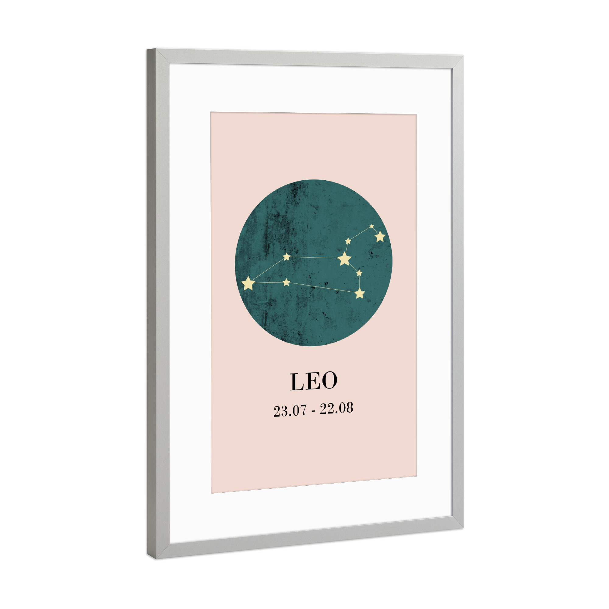 Poster mit Rahmen Silber "Leo 2" artboxONE - Typografie,Natur,Für Kinder
