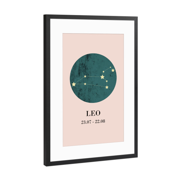 Poster mit Rahmen Schwarz (Metallic) "Leo 2" artboxONE - Typografie,Natur,Für Kinder