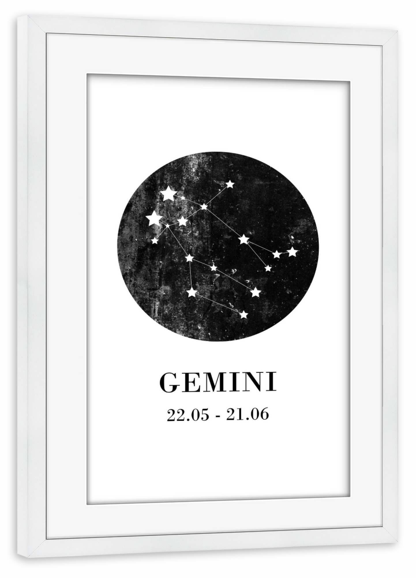 Poster mit Rahmen weiß "Gemini 3" artboxONE - Typografie,Natur,Für Kinder,Schwarzweiß