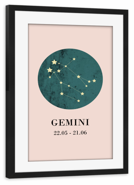 Poster mit Rahmen schwarz "Gemini 2" artboxONE - Typografie,Natur,Für Kinder