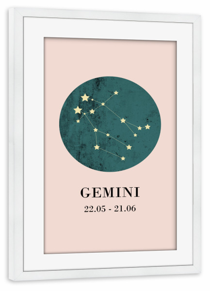 Poster mit Rahmen weiß "Gemini 2" artboxONE - Typografie,Natur,Für Kinder