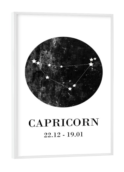 Poster mit weißem Rahmen "Capricorn 3" artboxONE - Typografie,Natur,Für Kinder,Schwarzweiß