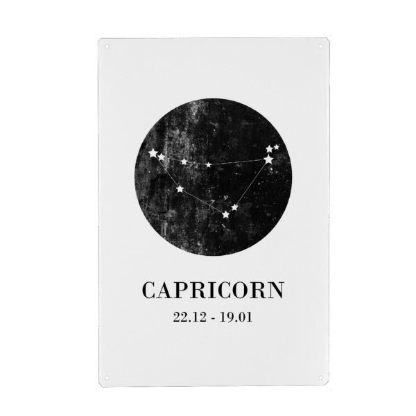 Holzbild "Capricorn 3" artboxONE - Typografie,Natur,Für Kinder,Schwarzweiß