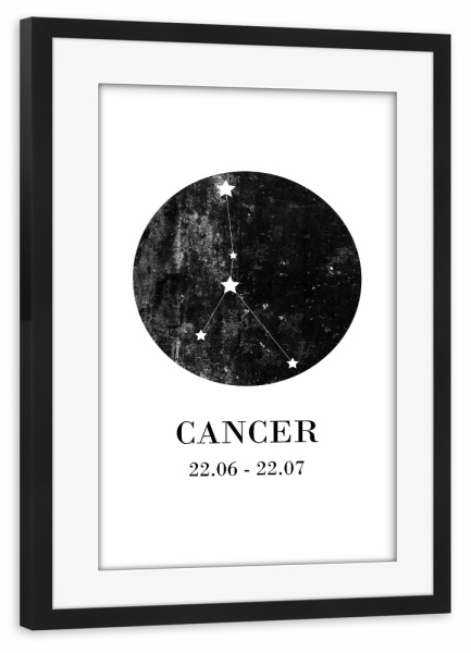 Poster mit Rahmen schwarz "Cancer 3" artboxONE - Typografie,Natur,Für Kinder,Schwarzweiß