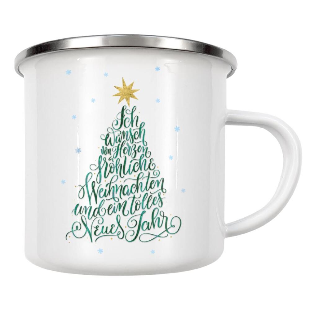 Emaille Tasse "Frohes XMas Fest" artboxONE - Typografie,Weihnachten