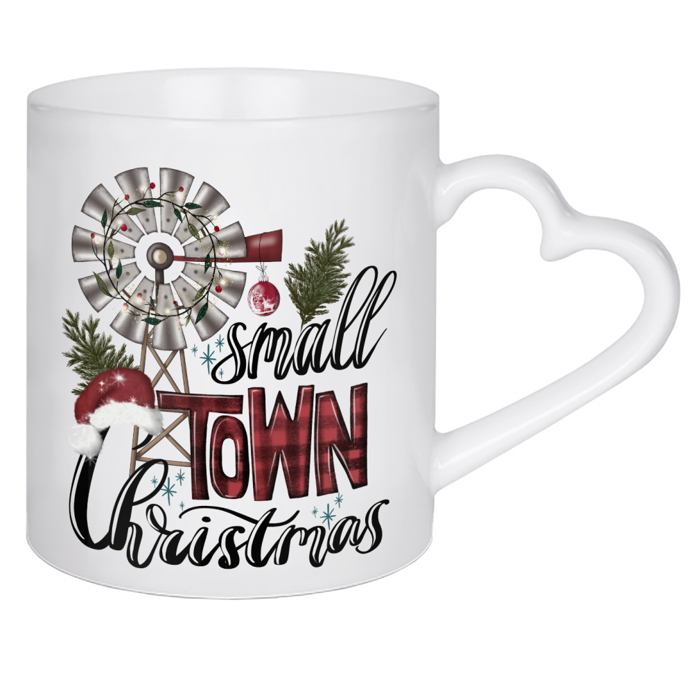 Herztasse "Weihnachten in der Kleinstadt" artboxONE - Architektur,Weihnachten,Buchstaben,Festivals,Lustig