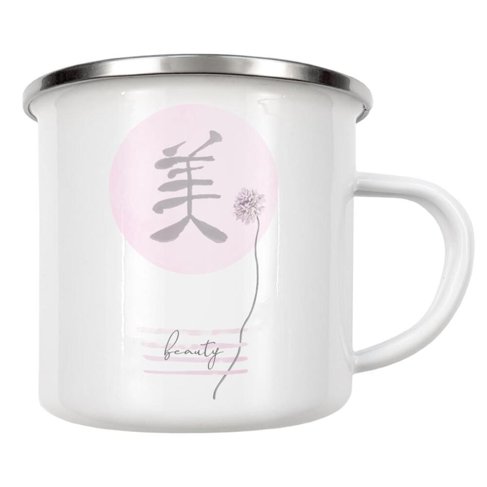 Emaille Tasse "Pink Beauty - Japandi Style" artboxONE - Typografie,Abstrakt