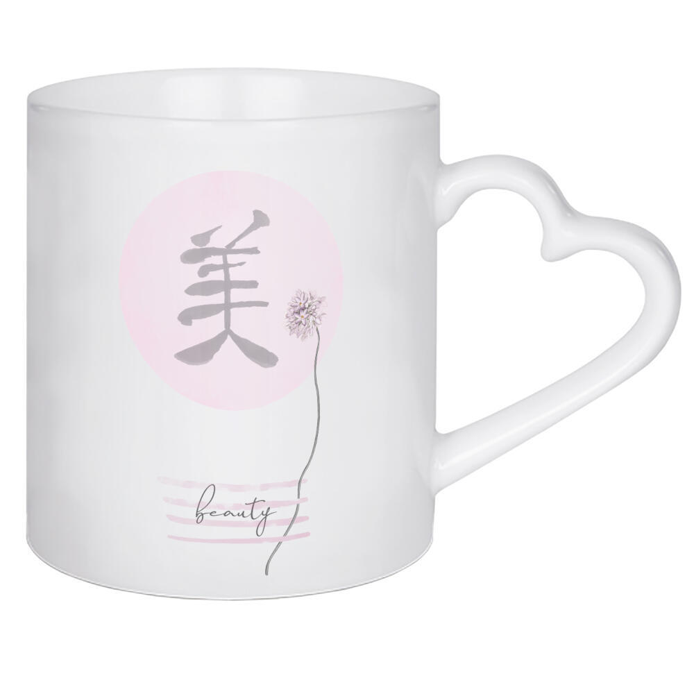 Herztasse "Pink Beauty - Japandi Style" artboxONE - Typografie,Abstrakt